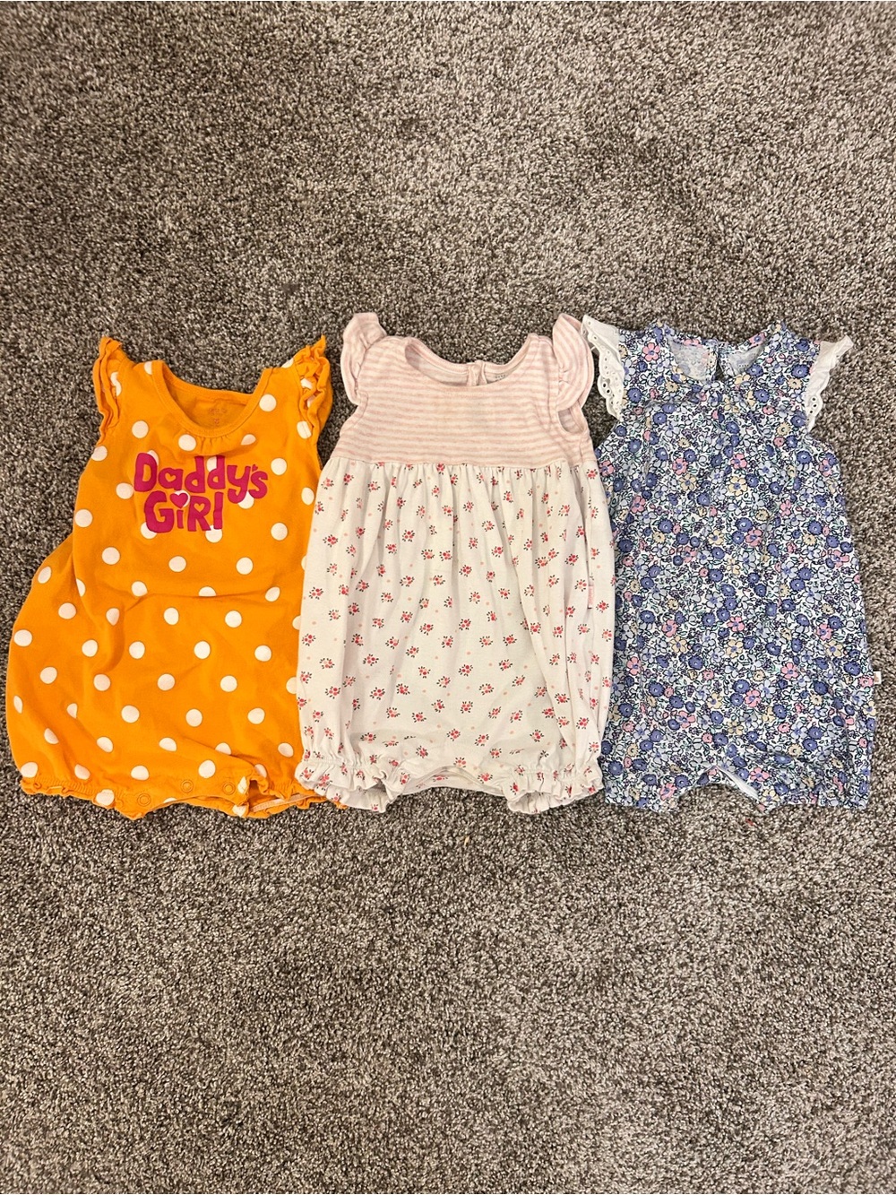 Lot of 3 Toddler Girl Rompers Size 18 months